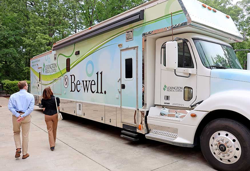 An image of the occupational health mobile care unit.