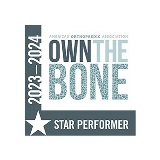 The Own the Bone badge from the American Orthopaedic Association.